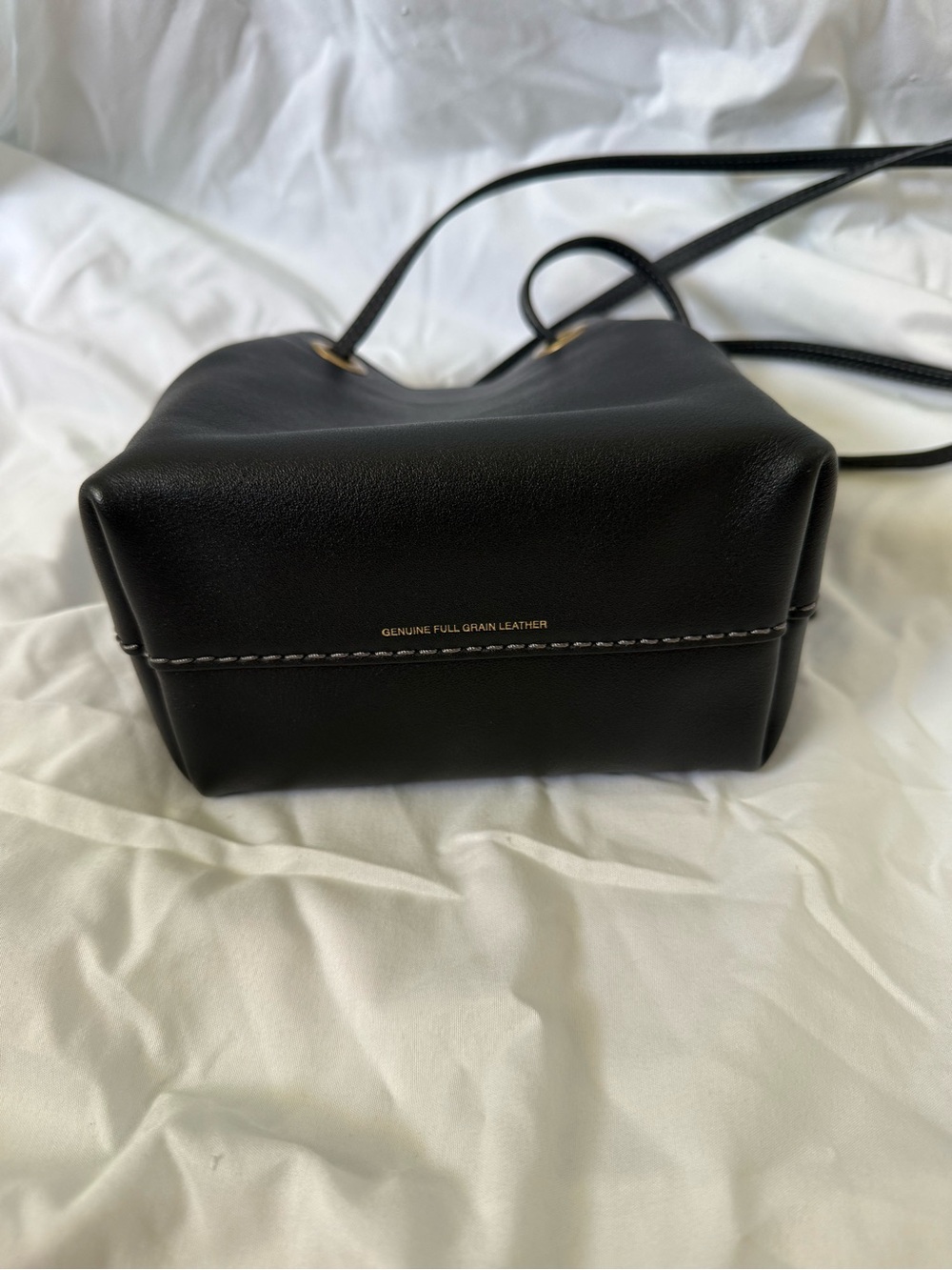 Coach Black Leather Drawstring Crossbody Bucket Bag with Gold Hardware - Picture 3 of 3